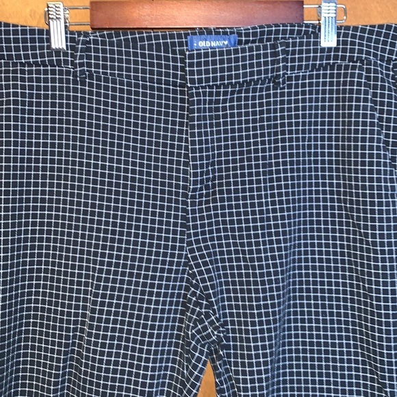 GUC Women’s Old Navy black w/ white windowpane Harper pants - size 14 TALL - Picture 1 of 6